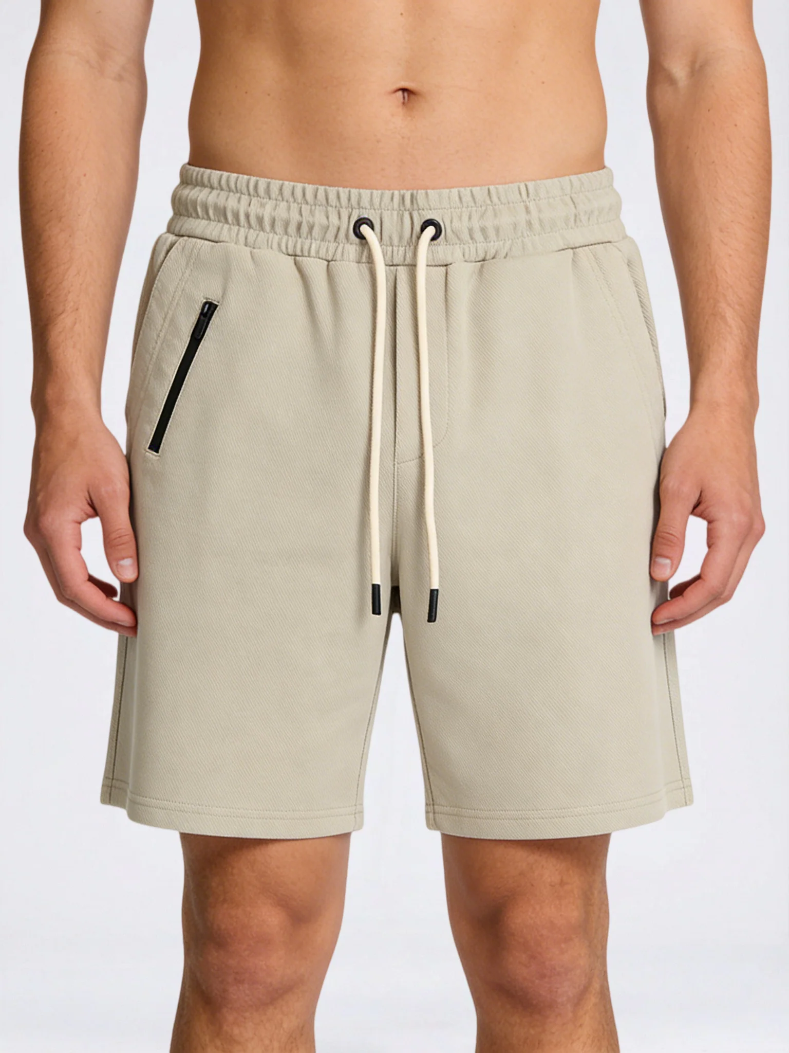 Fake Zipper Sports Drawstring Five Points Shorts