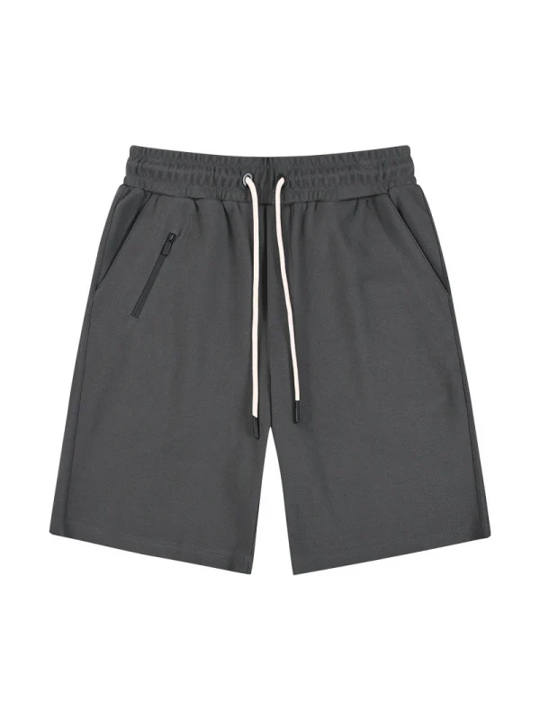 Fake Zipper Sports Drawstring Five Points Shorts - Image 4