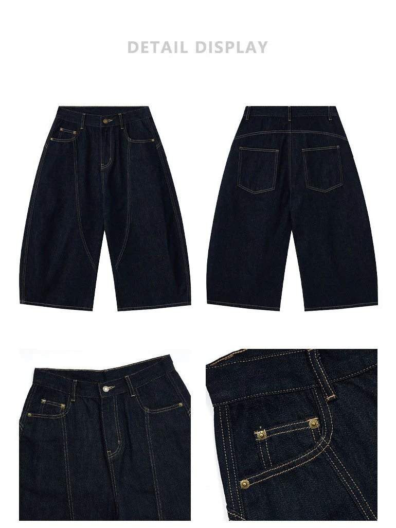 Denim Baggy Wide-leg 7 Points Shorts - Image 5
