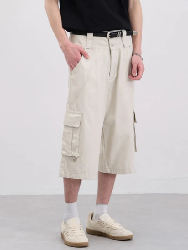 Double Waist Baggy Multiple Pockets Straight-fit Tooling 7 Points Shorts - Image 2