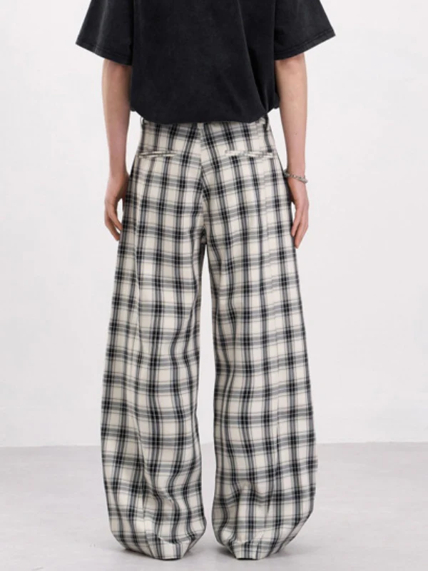Old Money Style Plaid Machete Baggy Dress Pants Pants - Image 2