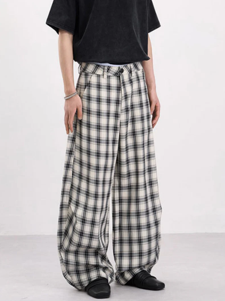 Old Money Style Plaid Machete Baggy Dress Pants Pants - Image 5
