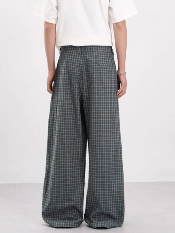 Old Money Style Pleated Plaid Dress Pants Pants - Image 2