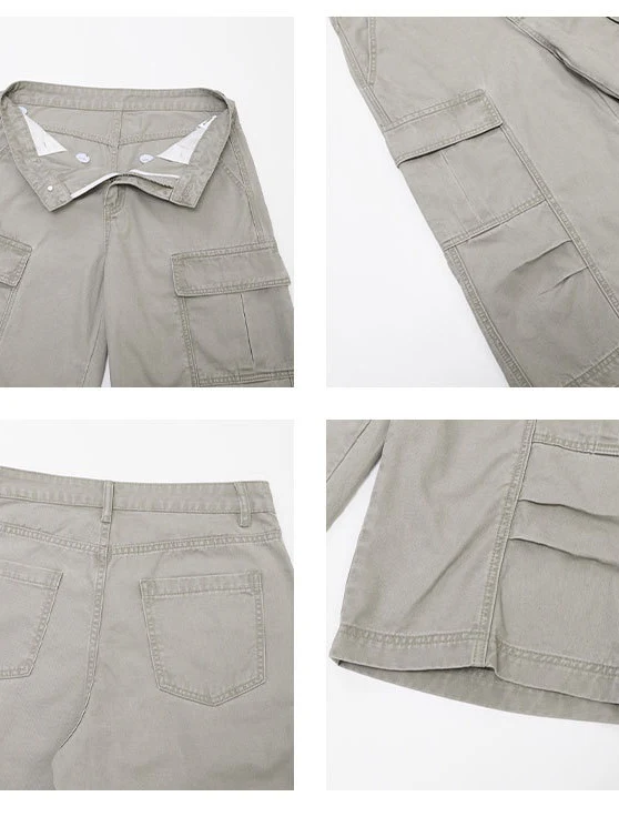 Washed Pleated Multiple Pockets Tooling Baggy 7 Points Shorts - Image 7