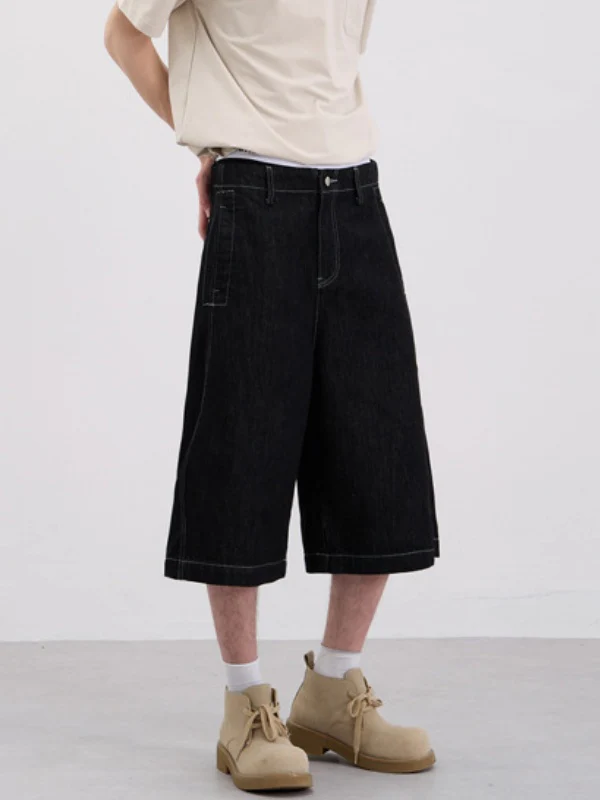 Washed Denim 7 Points Shorts - Image 2