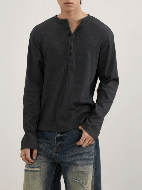 Retro Henry Collar Boxy T-shirts - Image 5
