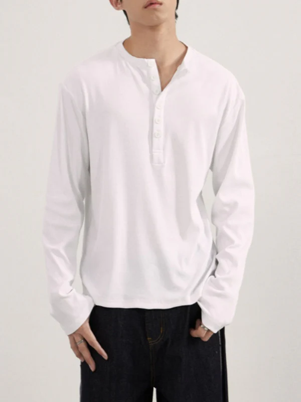 Retro Henry Collar Boxy T-shirts - Image 6