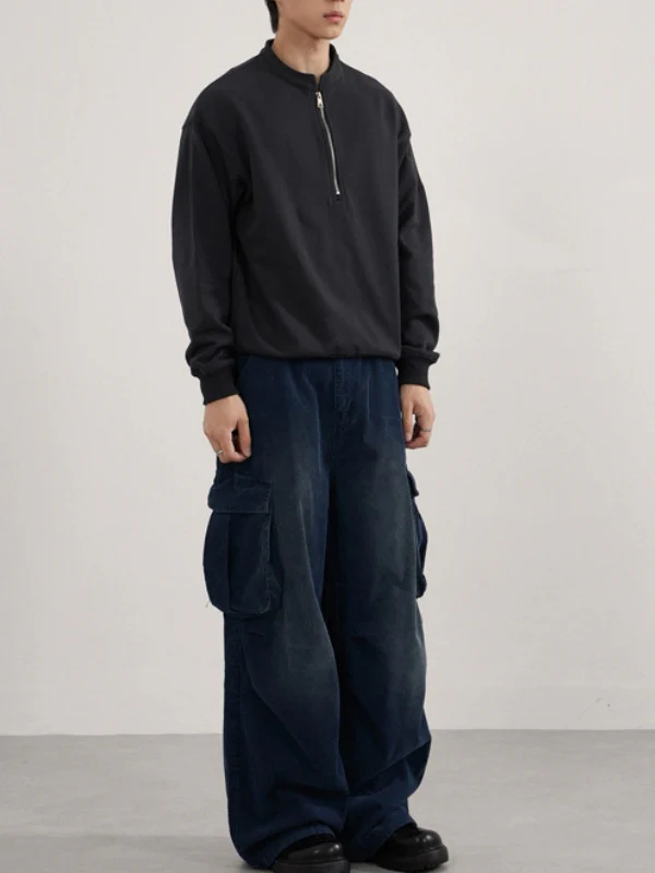 Retro Loose-fit Boxy Half Zipper Sweatshirts&Hoodies - Image 2
