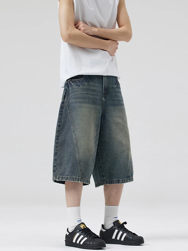 Retro Lightning Machete 7 Points Denim Shorts - Image 3