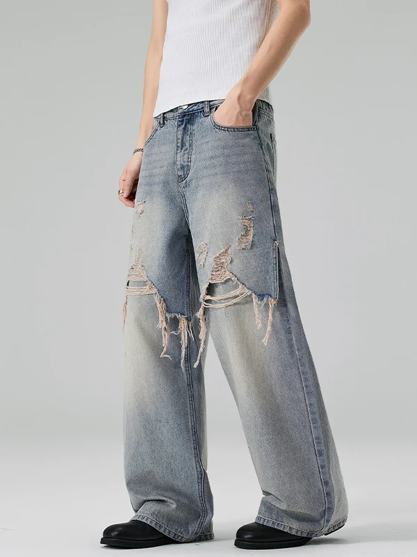 Patchwork Hole Rough Edges Jeans
