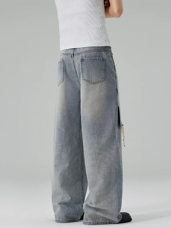 Patchwork Hole Rough Edges Jeans - Image 4
