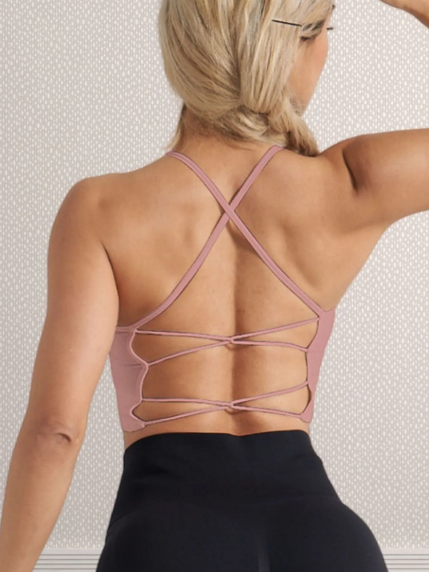 Cross-back Beauty Yoga Vest Thin Straps Worn As Outerwear Sports Bra - Image 2