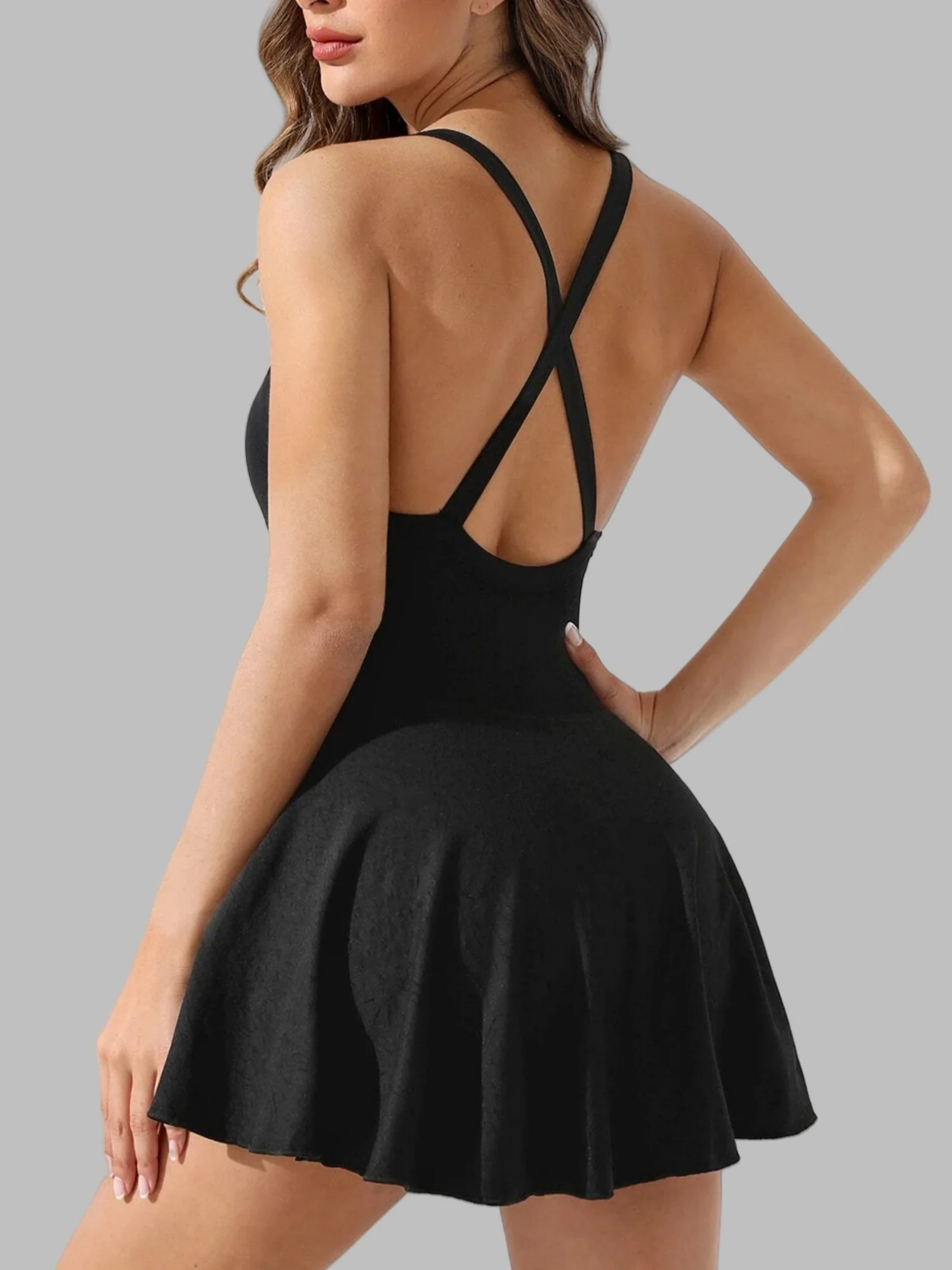 Tennis Skirt Cross Straps Anti-exposure Fitness Yoga Clothes Mini&Short Dresses - Image 5