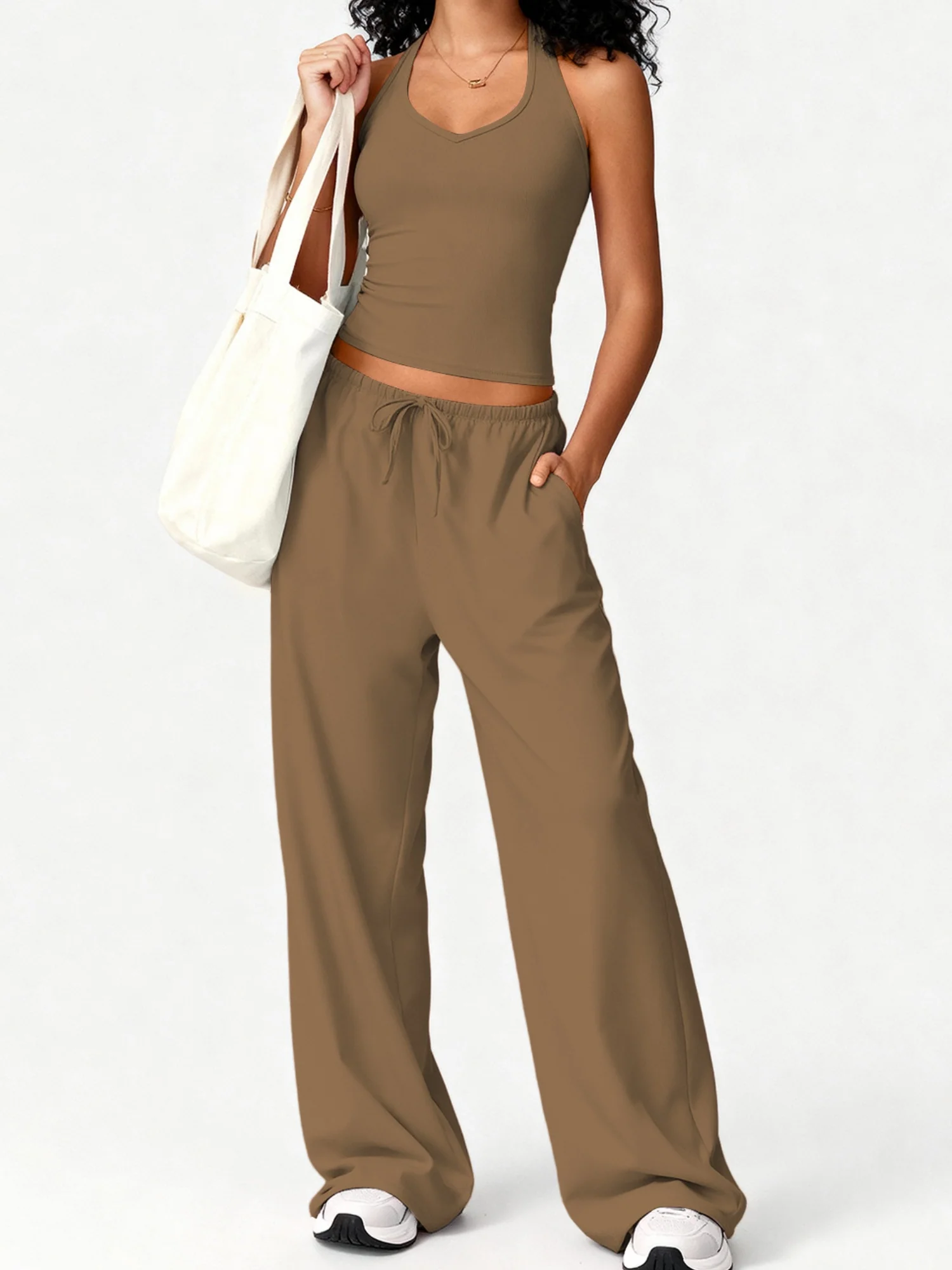Quick-drying Halter Top Bodycon Trousers Exercise Yoga 2-piece Sets - Image 7