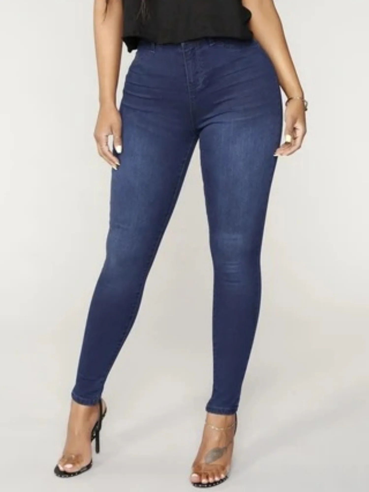 Washed Stretch Slimming Pencil Pants Jeans - Image 4