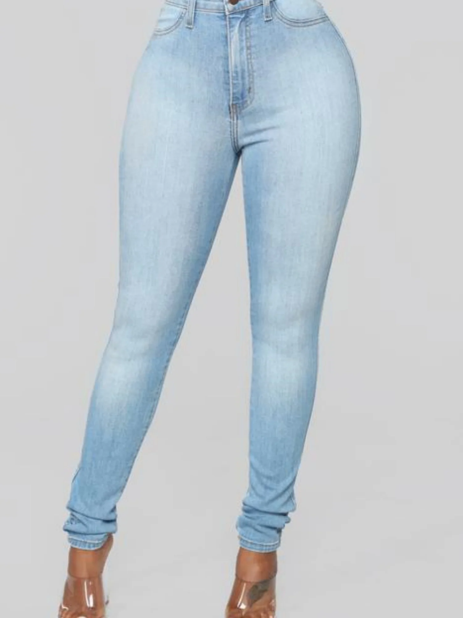 Washed Stretch Slimming Pencil Pants Jeans - Image 7
