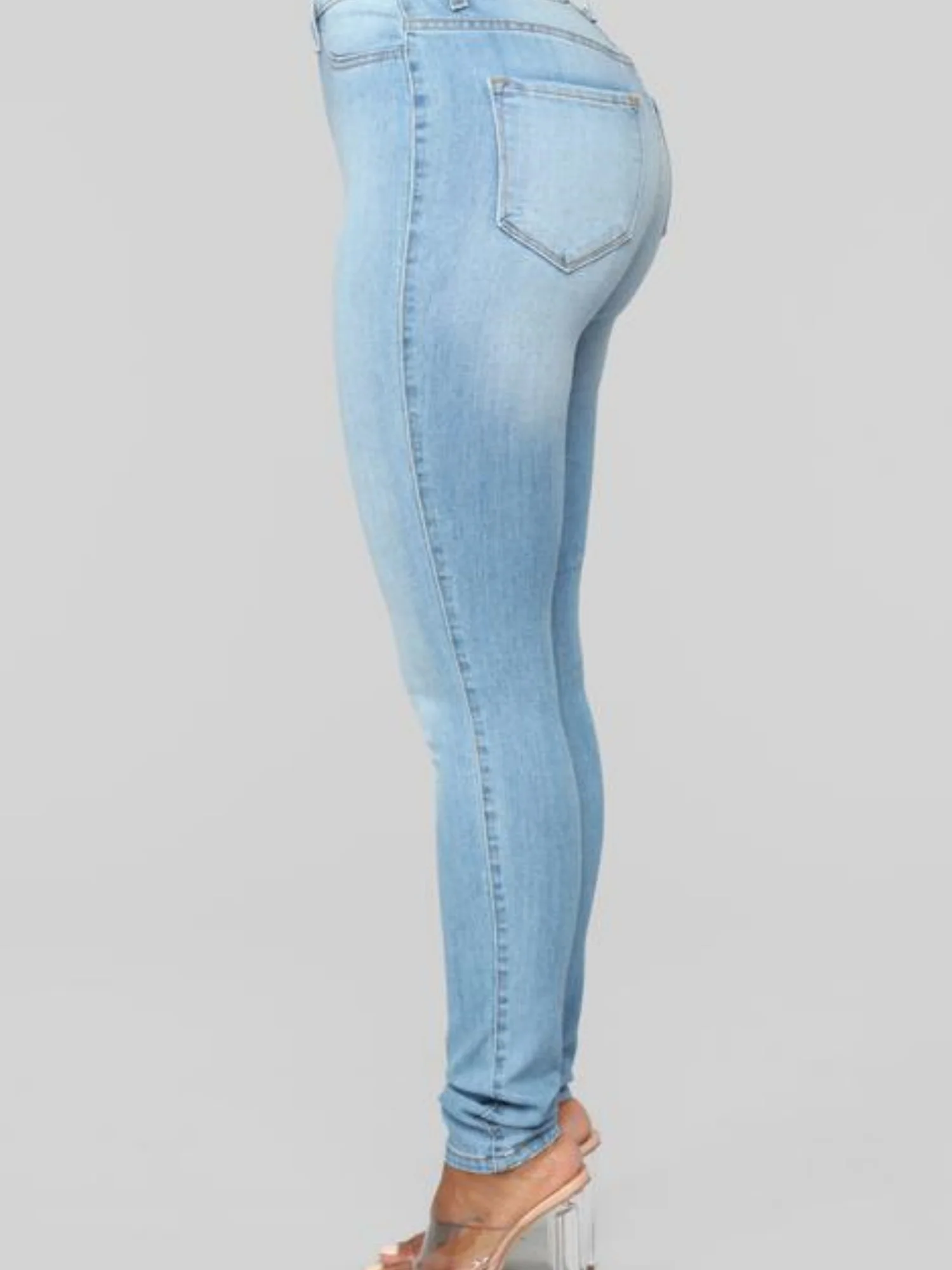 Washed Stretch Slimming Pencil Pants Jeans - Image 8