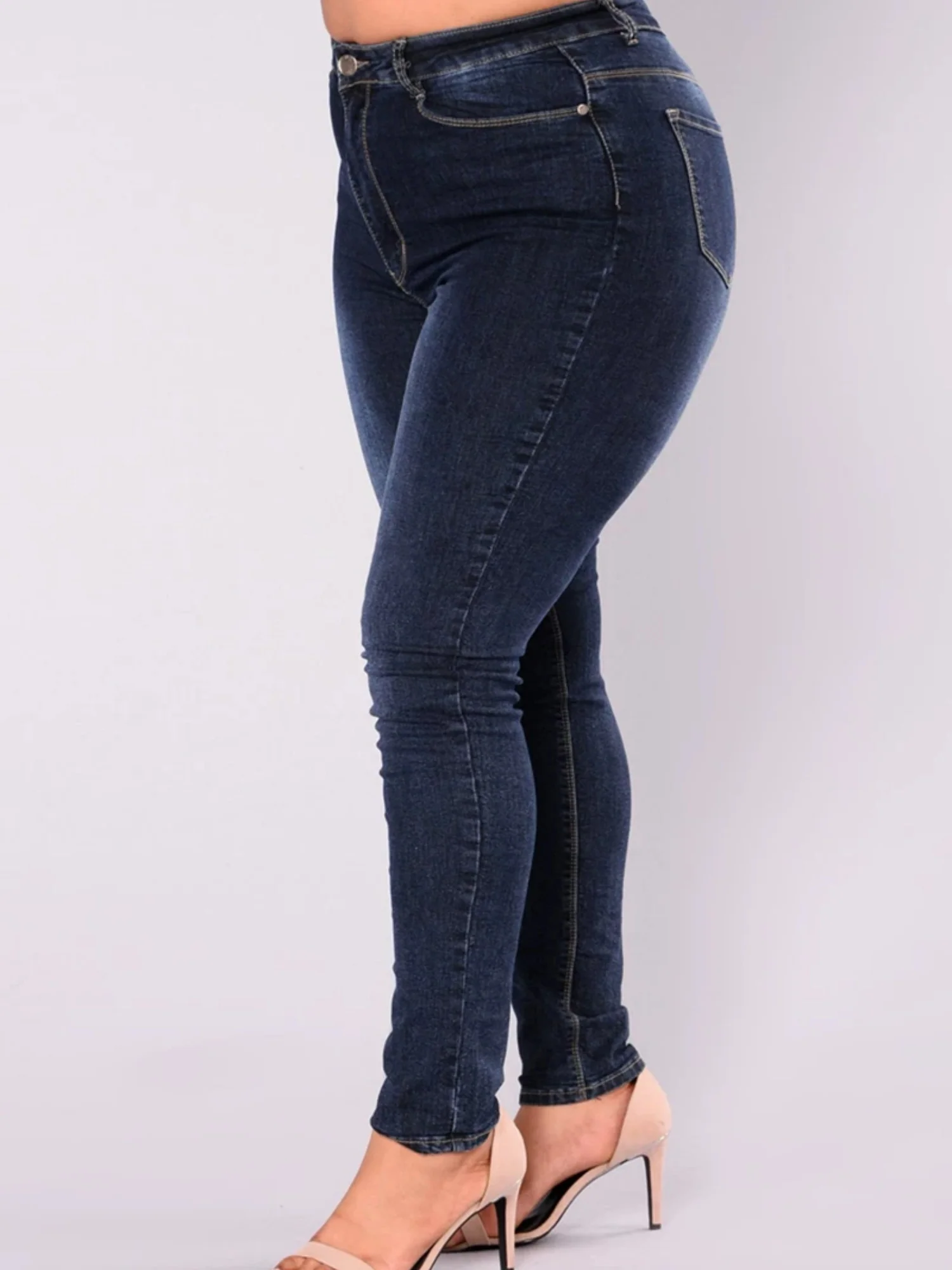 Whitening Stretch Plus Size Slimming Pencil Pants Jeans - Image 4