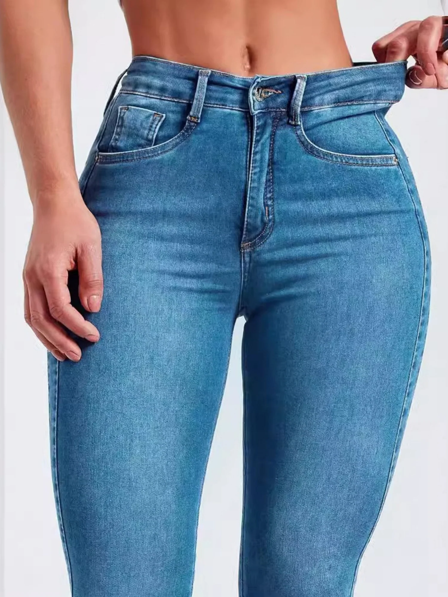 Zipper Stretch High-waisted Hip-hugging Pencil Pants Jeans - Image 3