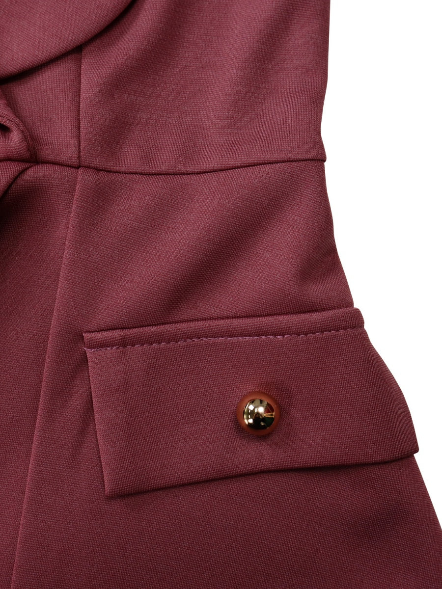 Large Lapel Three-quarter Sleeves Commuting Hip-hugging Midi Dresses - Image 8