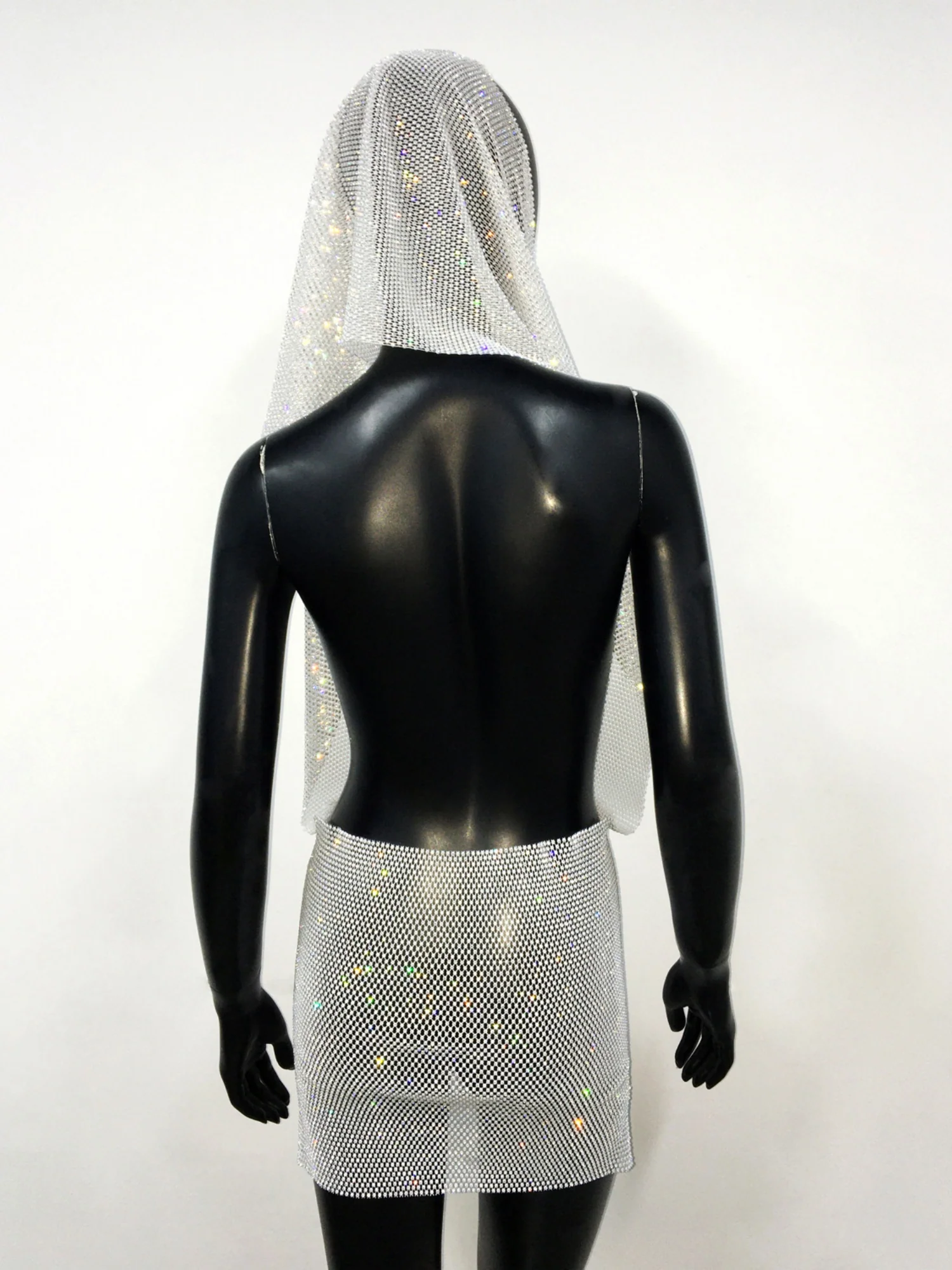 Rhinestone Sequins Pocket Collar Hooded Backless Mini&Short Dresses - Image 9