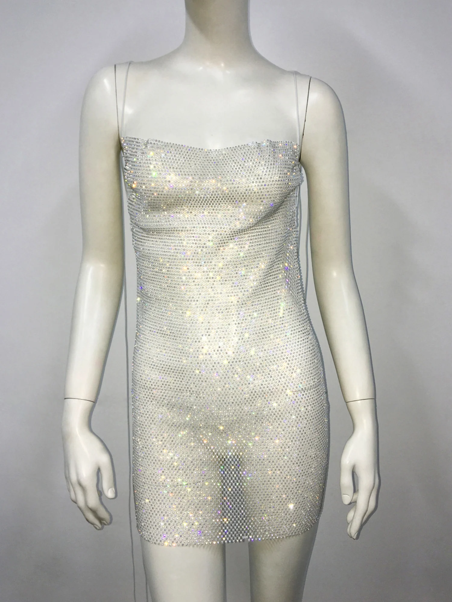 Rhinestone Sequins Fishing Nets Backless Mini&Short Dresses - Image 6