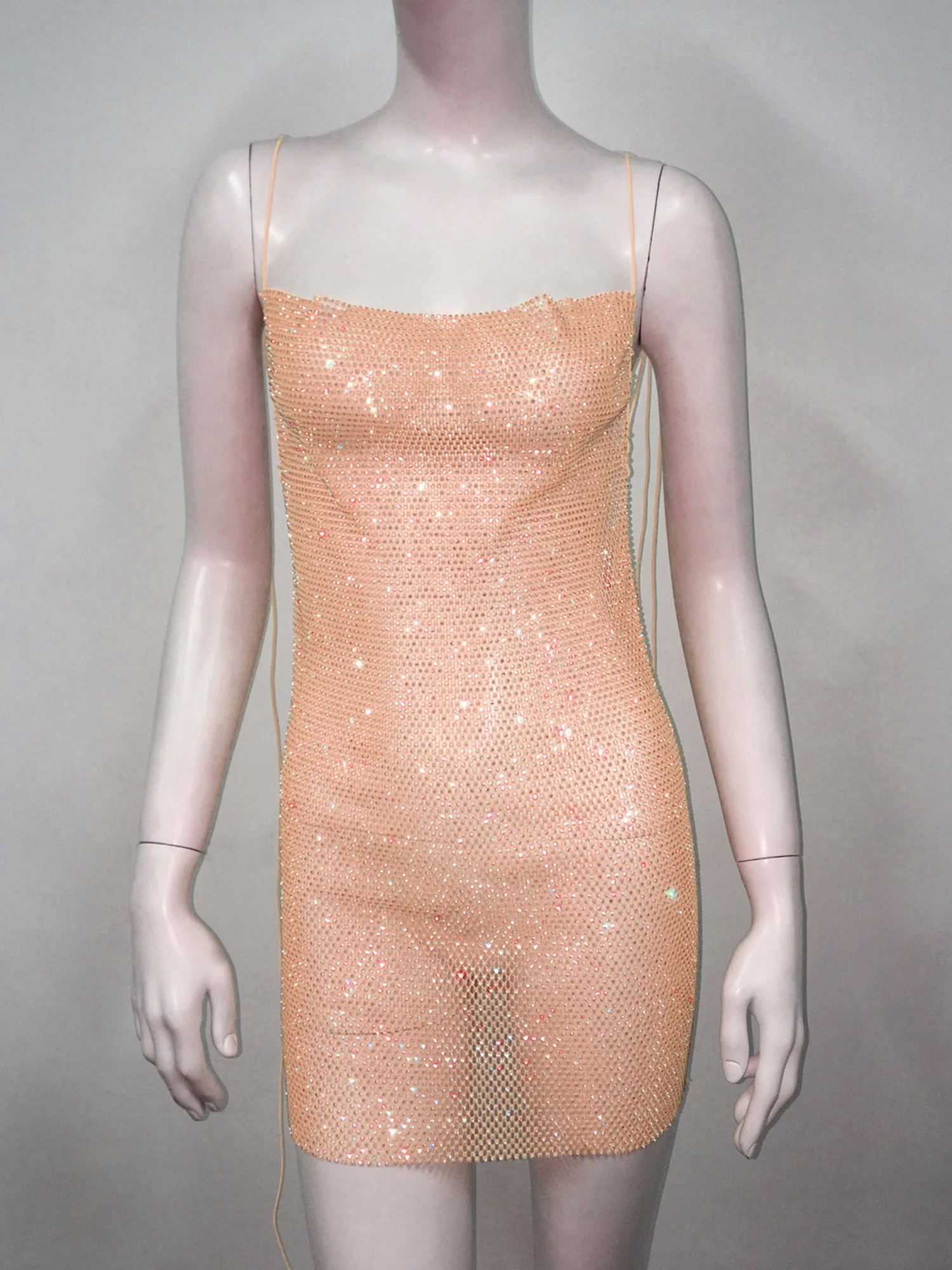 Rhinestone Sequins Fishing Nets Backless Mini&Short Dresses - Image 7