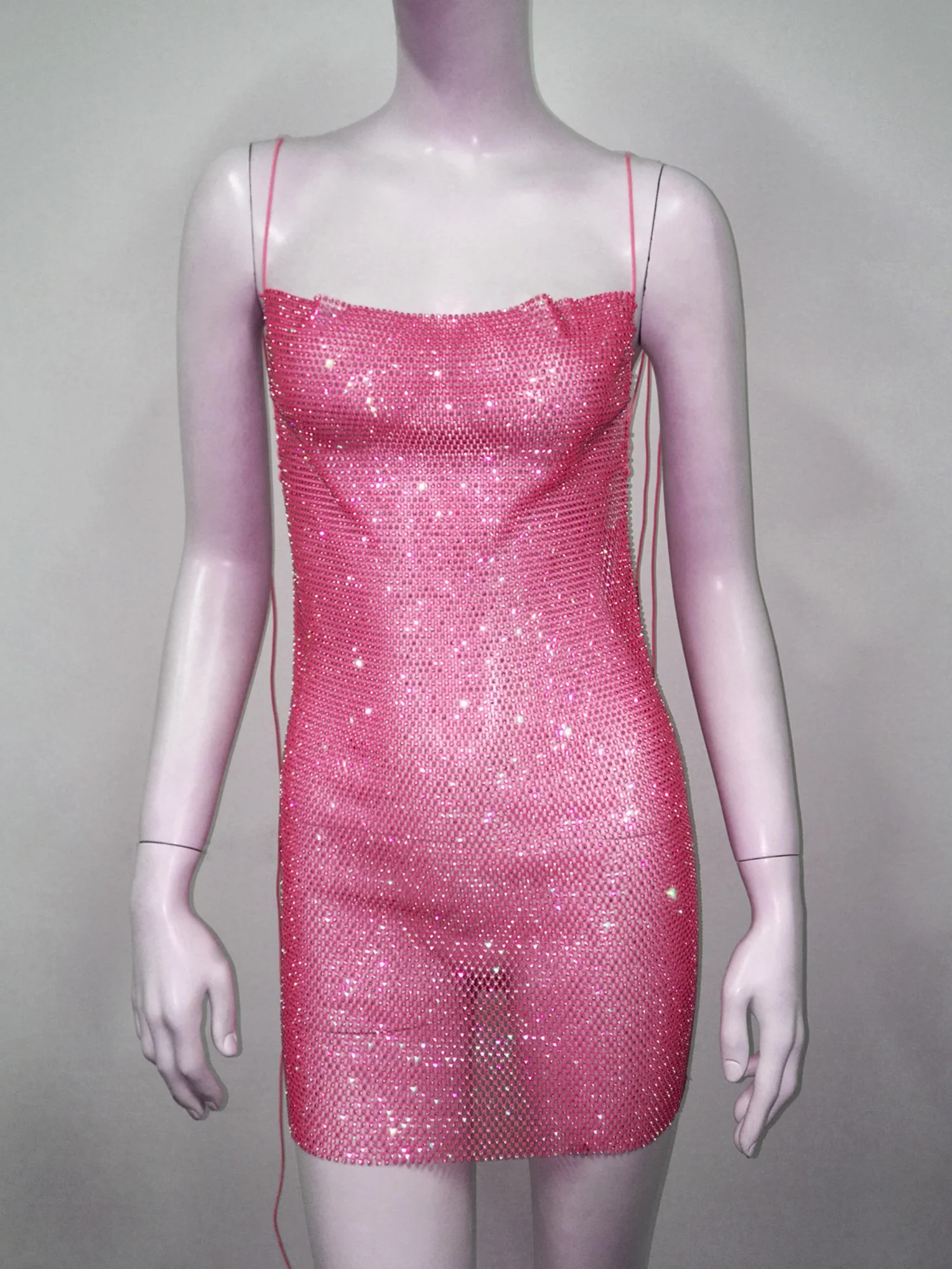 Rhinestone Sequins Fishing Nets Backless Mini&Short Dresses - Image 8