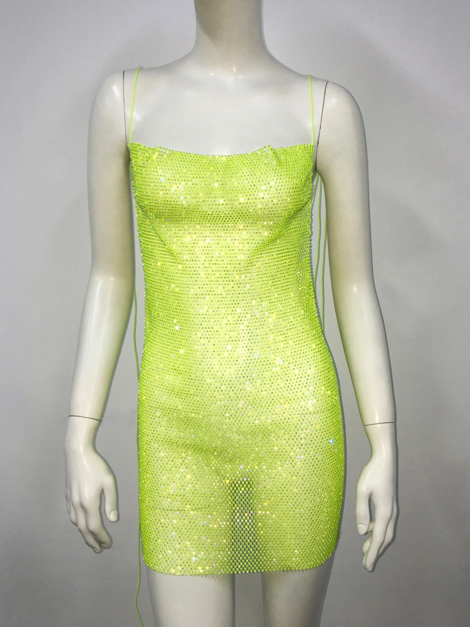 Rhinestone Sequins Fishing Nets Backless Mini&Short Dresses - Image 9