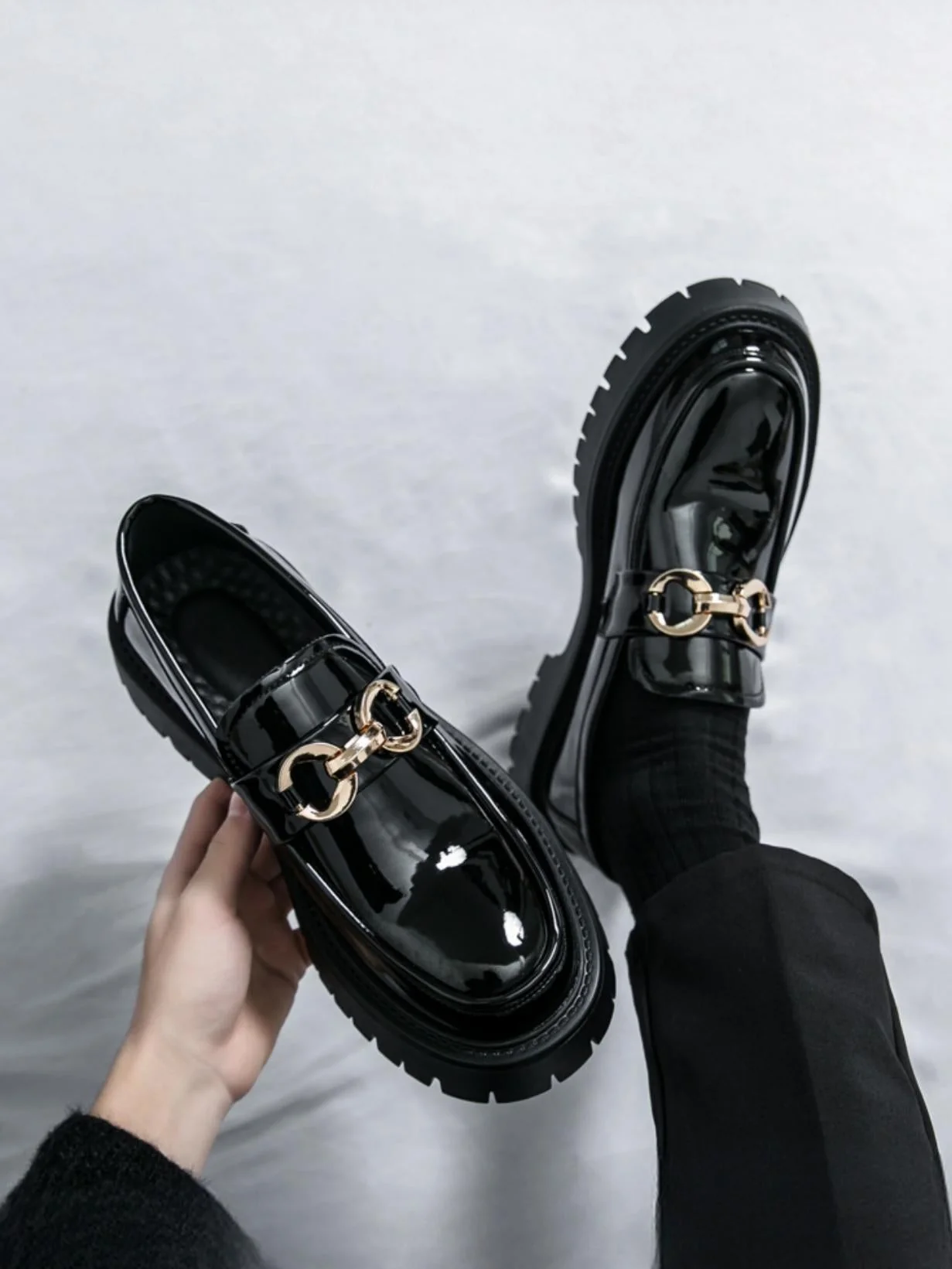 Metal Buckle Platform Slip-on Loafers - Image 2
