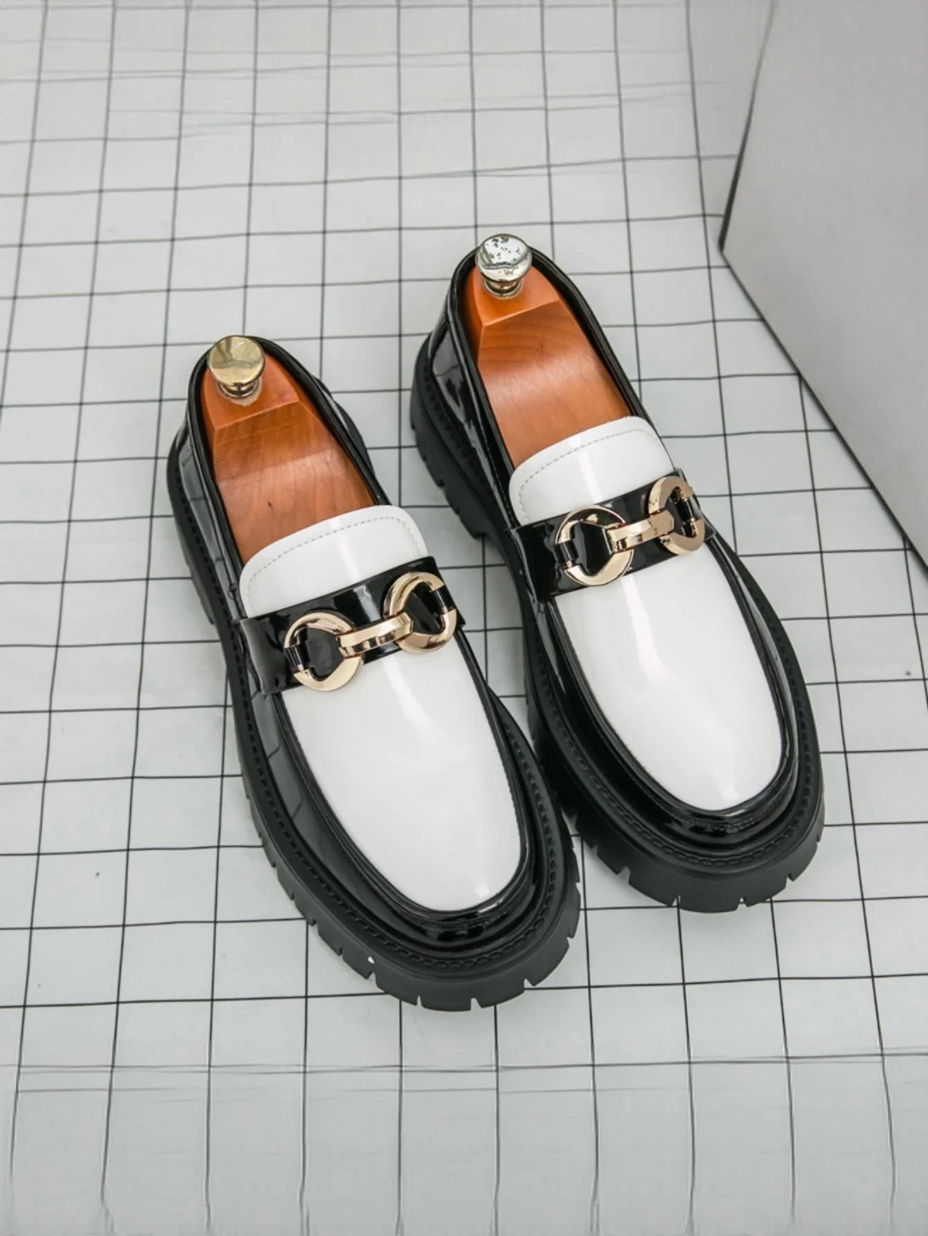 Metal Buckle Platform Slip-on Loafers - Image 8