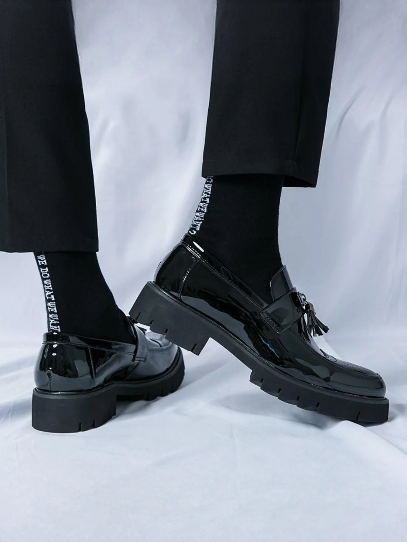 Tassel Metal Buckle Platform Slip-on Loafers - Image 6