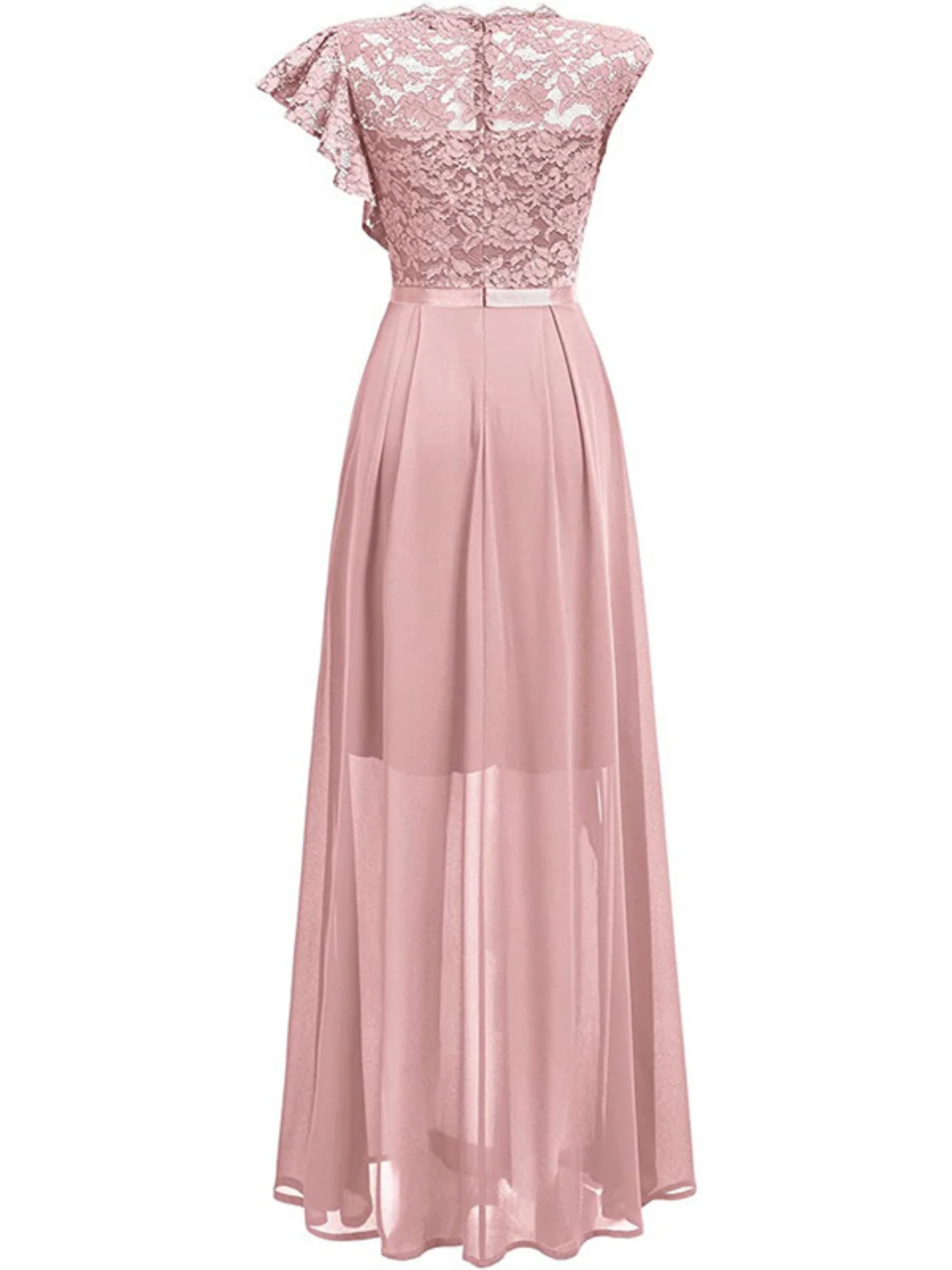 Lace Cutout Lace Patchwork Short-sleeved Long Dress - Image 4