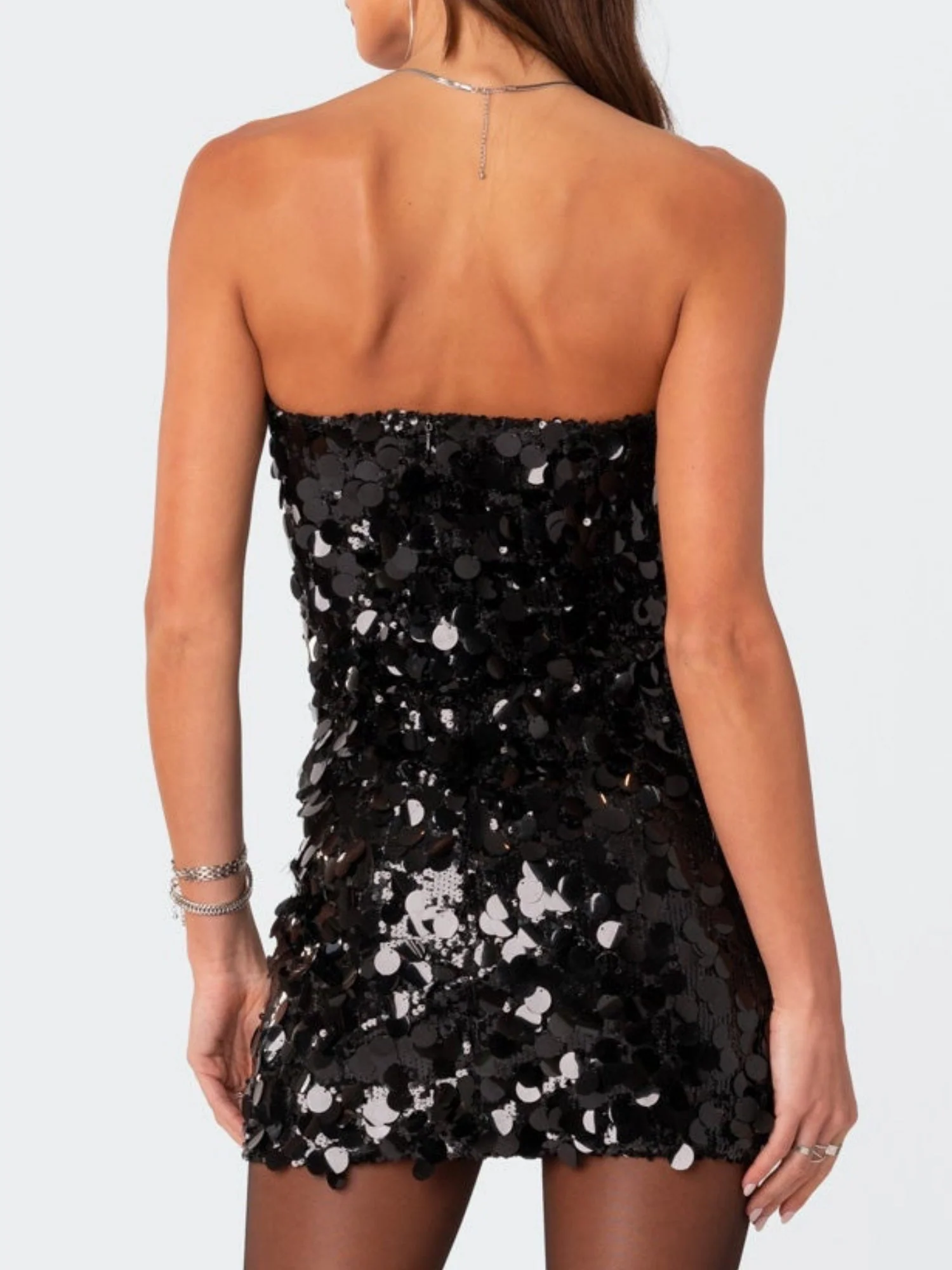 Sequins Strapless Backless Mini&Short Dresses - Image 3