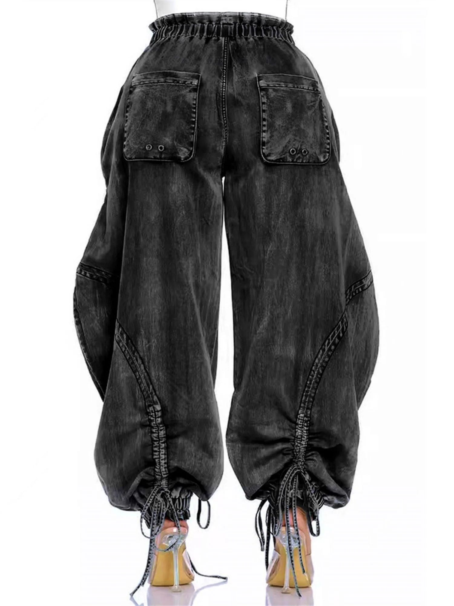 Y2K Drawstring Bow Tie Loose-fitting Ankles Jeans - Image 7