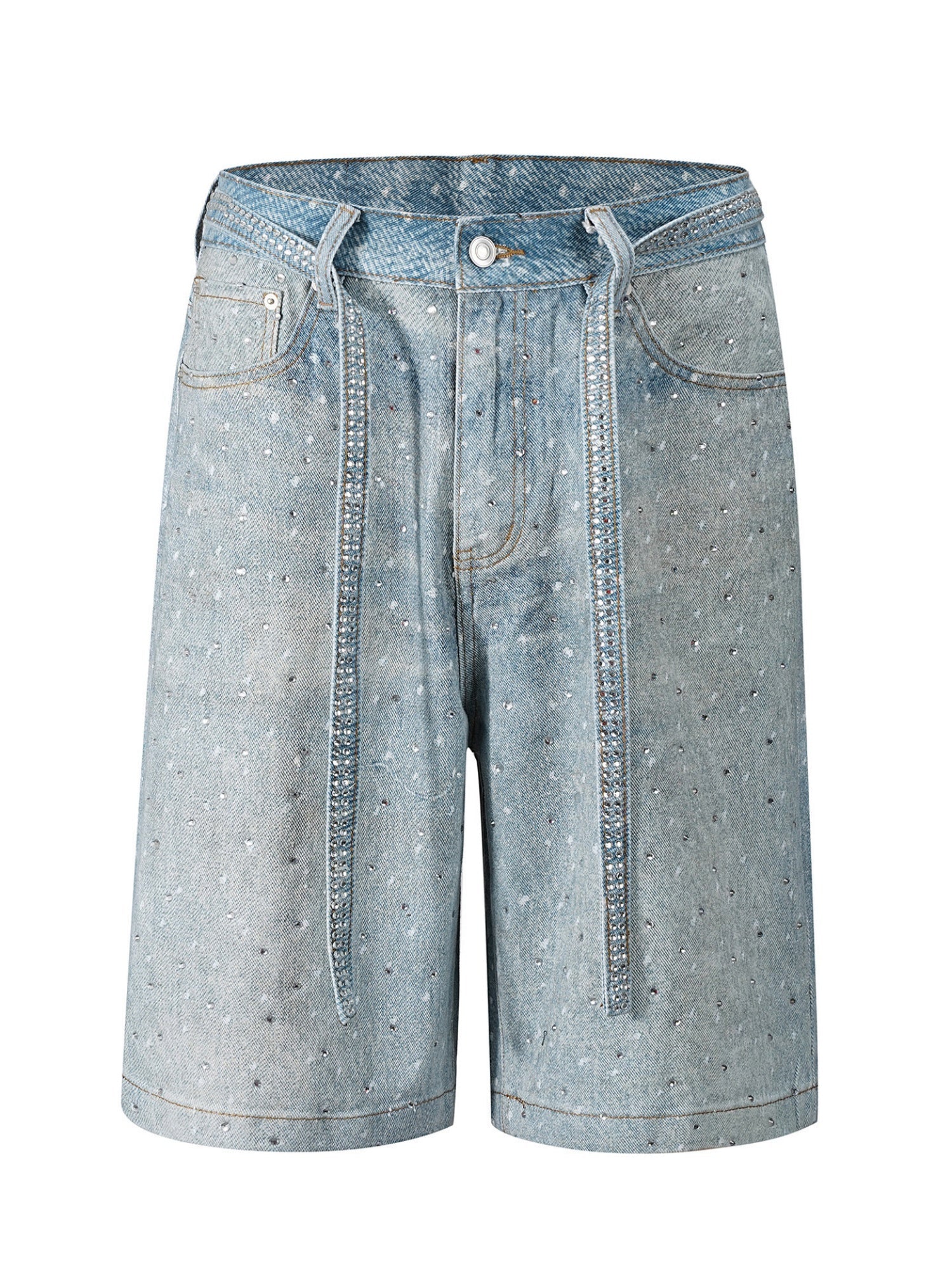 Y2K Diamond Includes Belt Loose-fitting Five-quarter Pants Jeans - Image 3