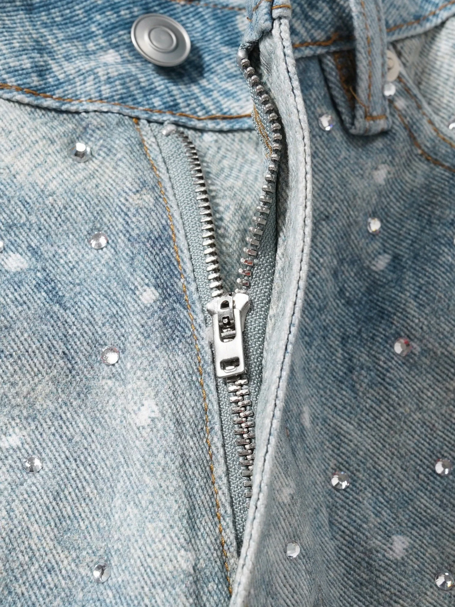 Y2K Diamond Includes Belt Loose-fitting Five-quarter Pants Jeans - Image 6
