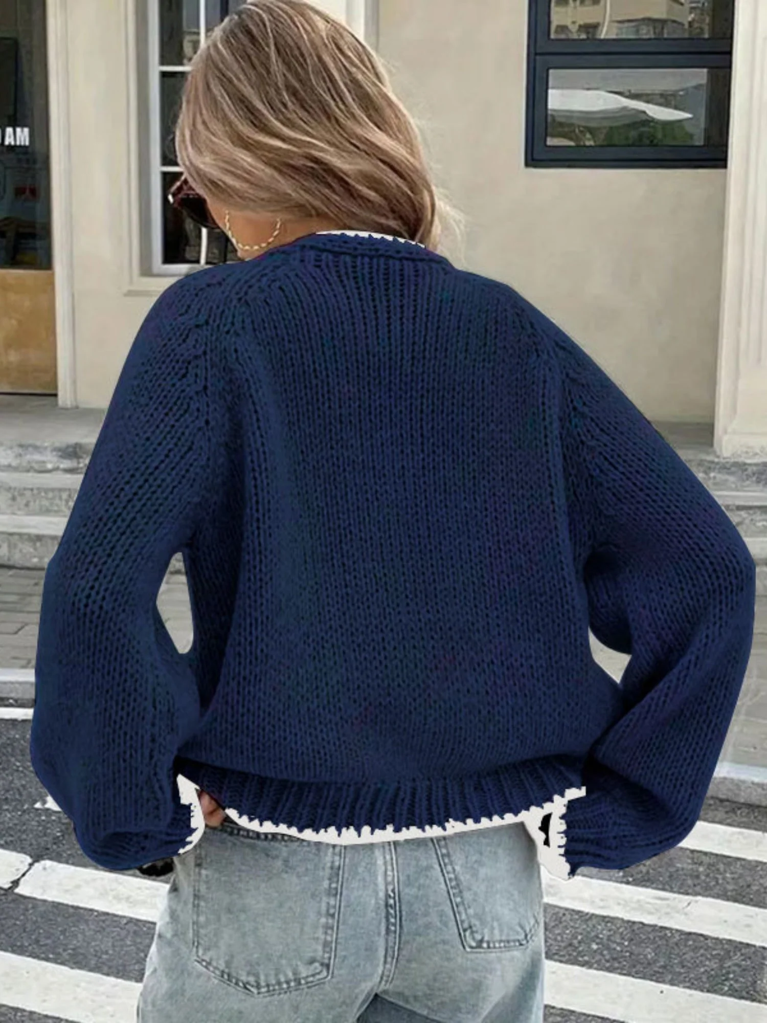 Bow Tie Color-blocked Cardigans - Image 5