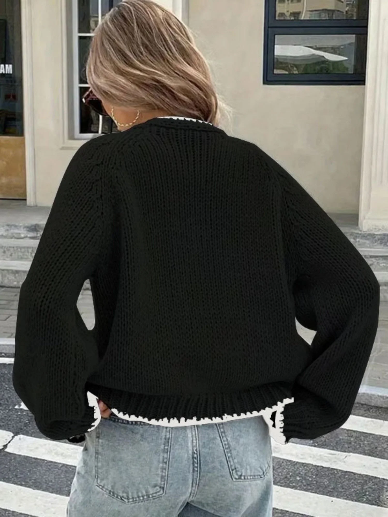 Bow Tie Color-blocked Cardigans - Image 7