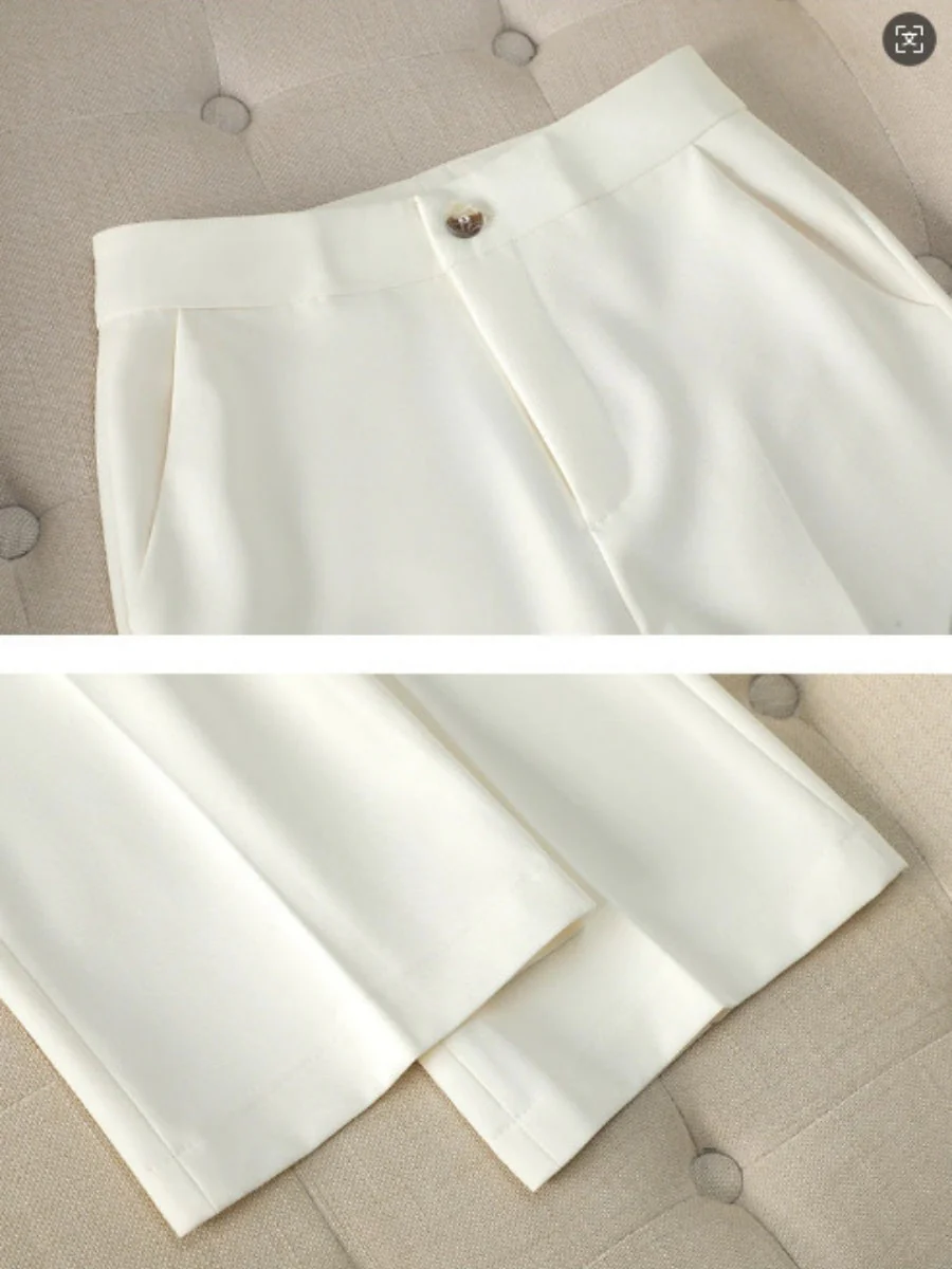 Solid Color Gold Button Decoration Blazers Trousers 2-piece Sets - Image 5