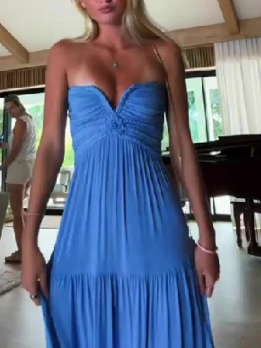 Cable Knit Strapless Tie Long Dress - Image 3