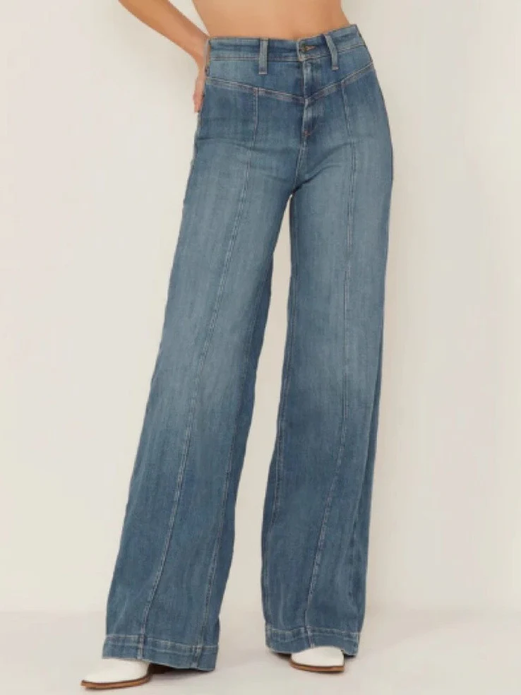 Distressed Drape Stretch Straight Leg Jeans - Image 4