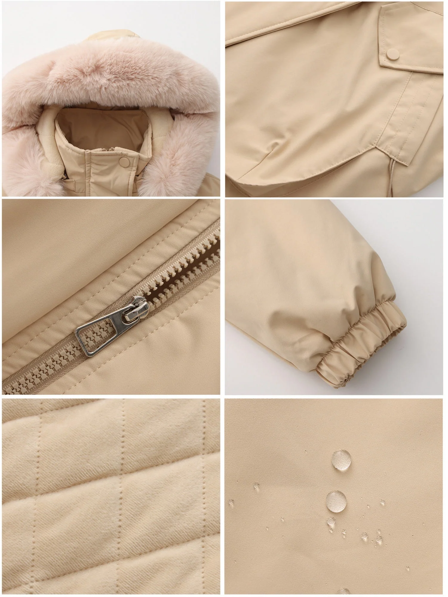 With Fur Collar Hooded For Warmth Drawstring Pocket Down Jacket - Image 6