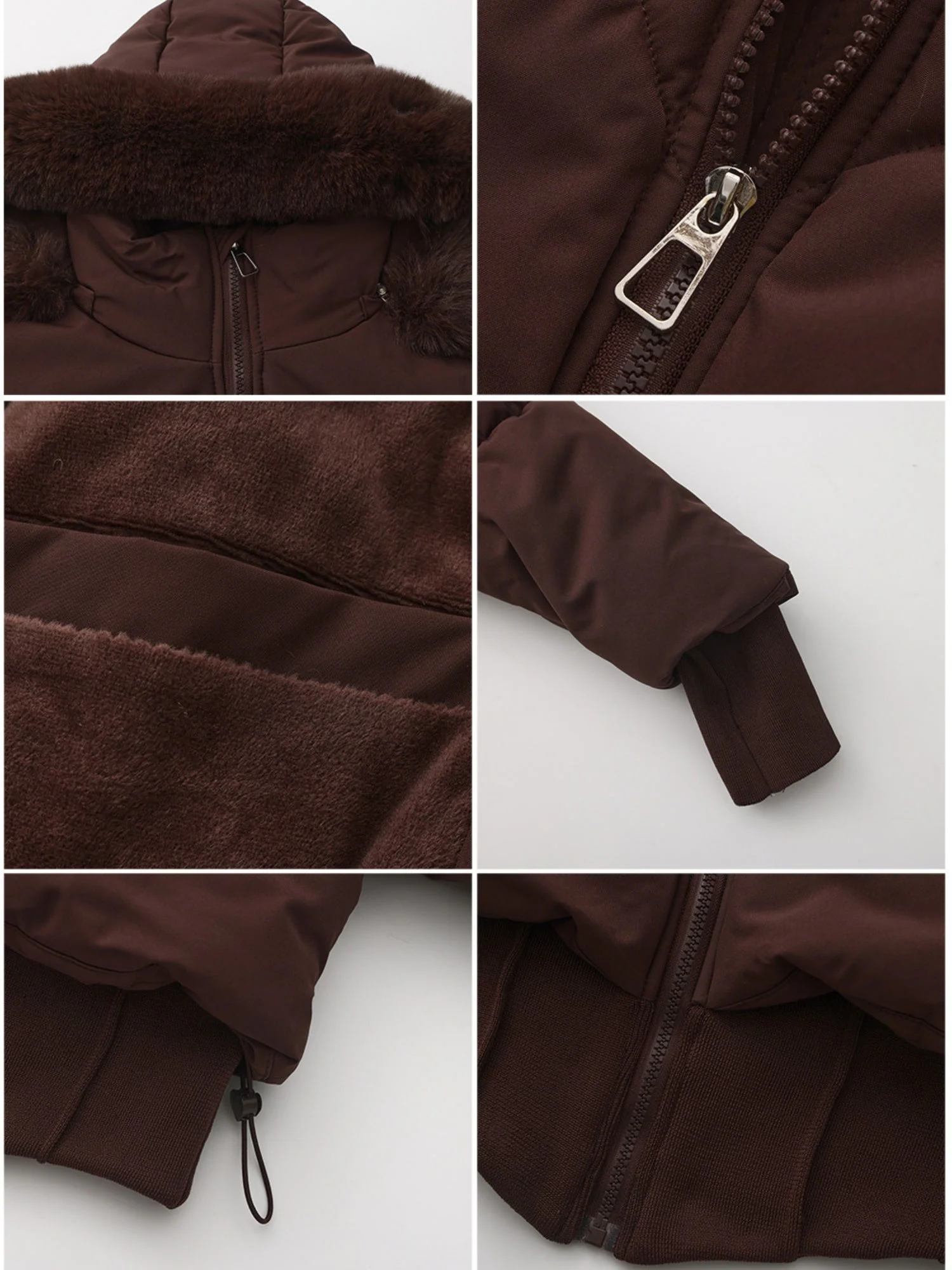 Large Fur Collar Hooded Pockets Short Waist Down Jacket - Image 11