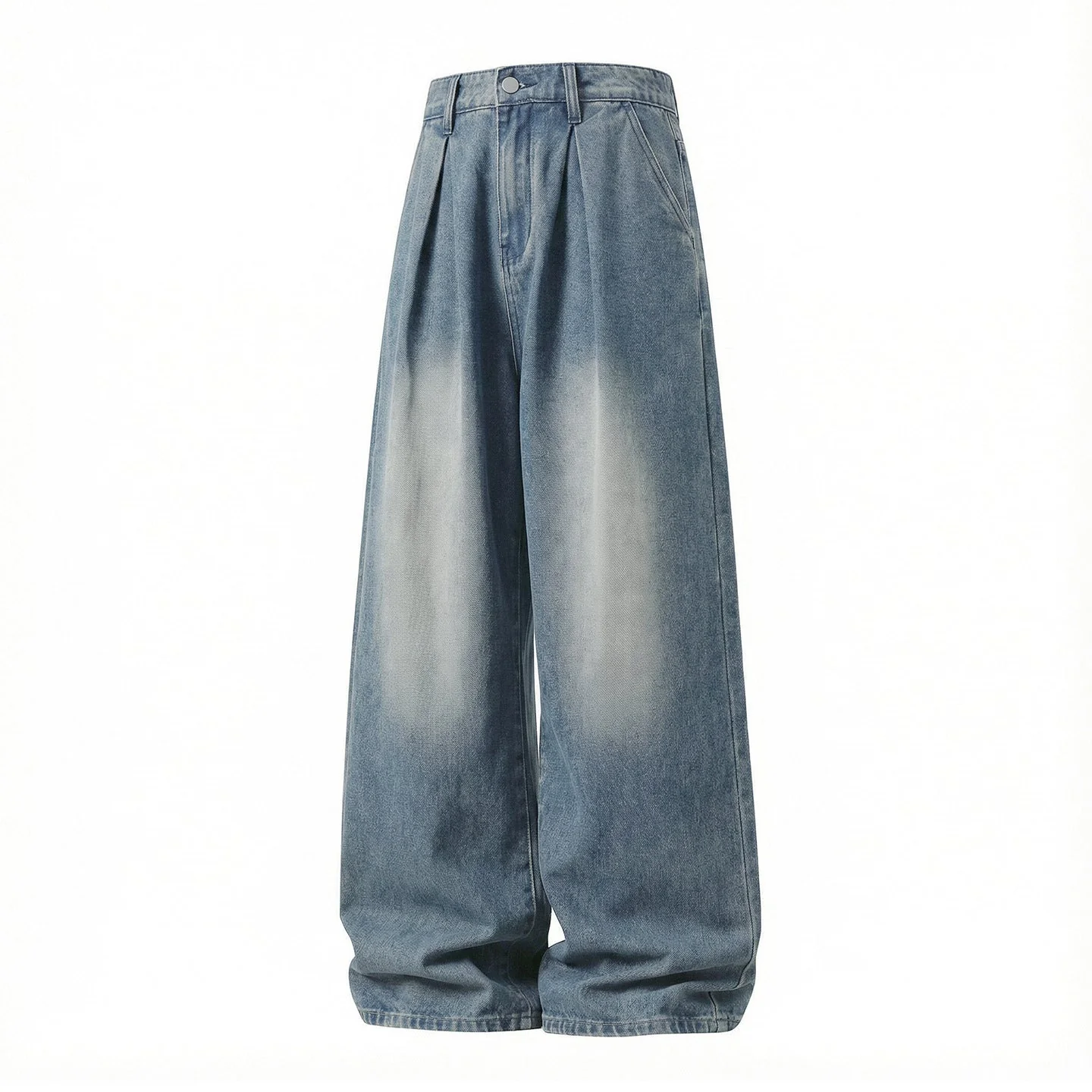 Distressed Washed Loose-fit Straight-fit Jeans - Image 3