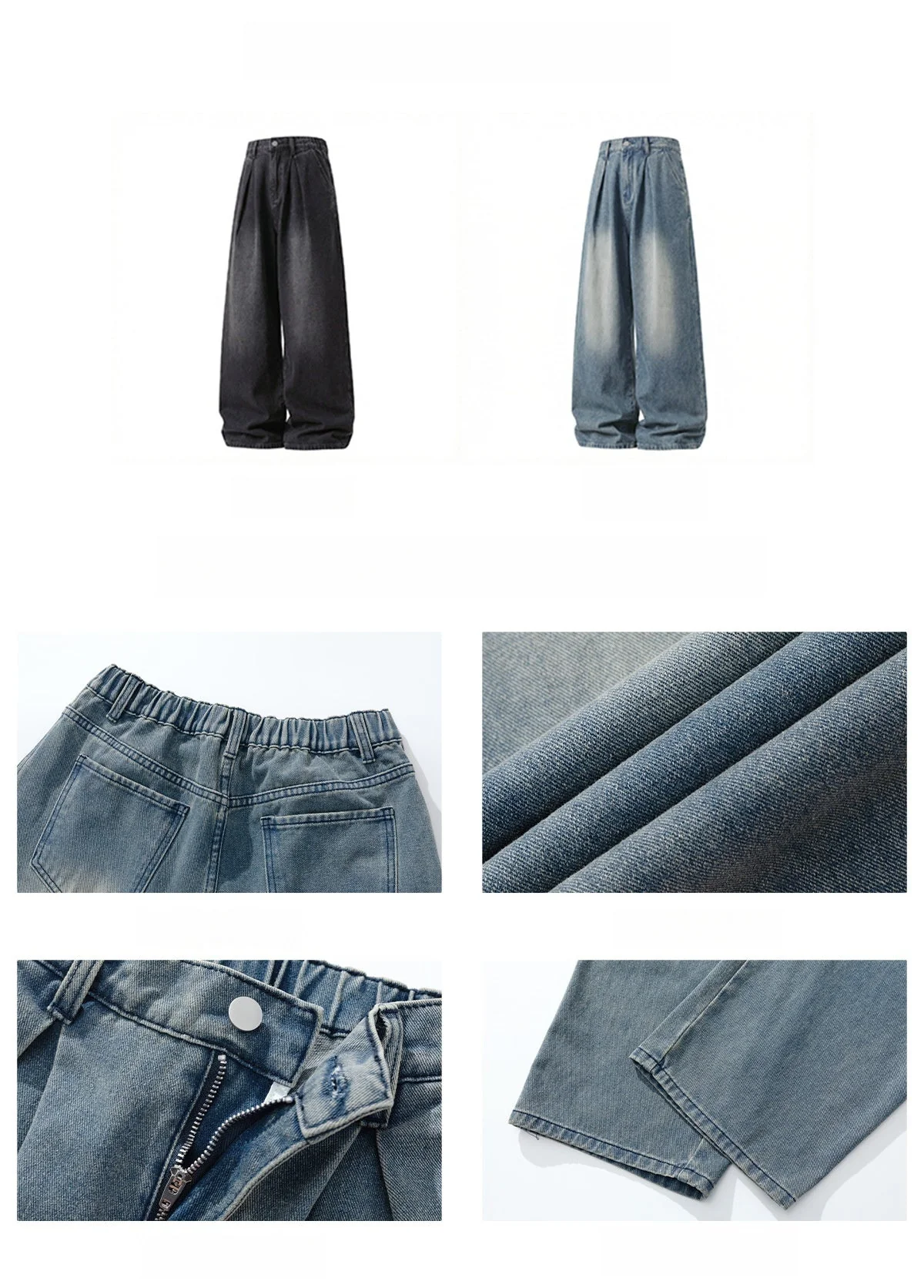 Distressed Washed Loose-fit Straight-fit Jeans - Image 4
