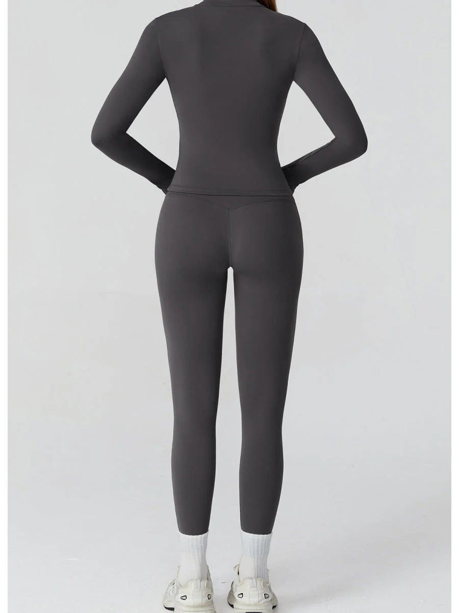 Color-blocked Brushed Yoga Jacket With Zipper, Windproof And Slim Fit - Image 10