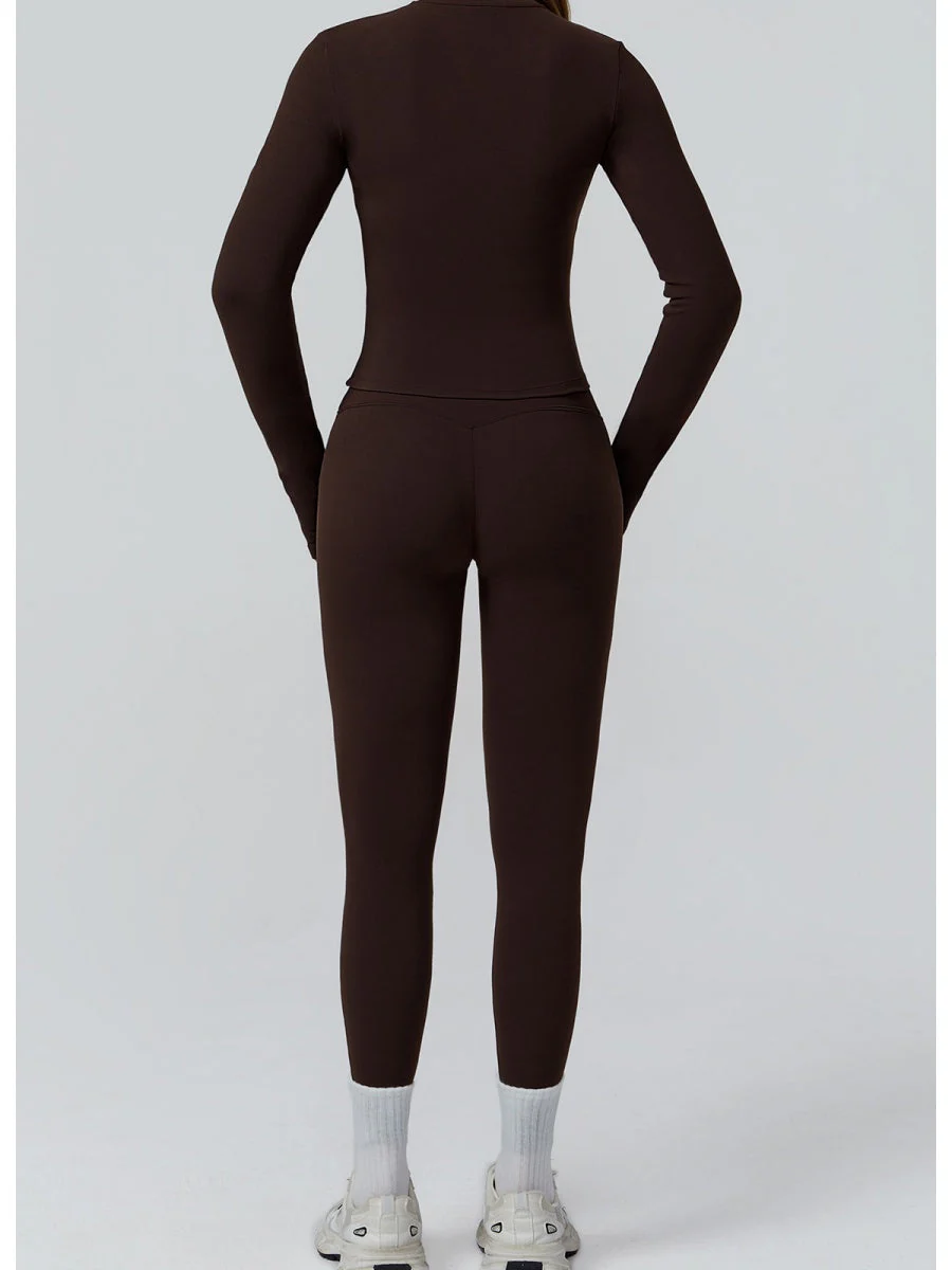 Color-blocked Brushed Yoga Jacket With Zipper, Windproof And Slim Fit - Image 16