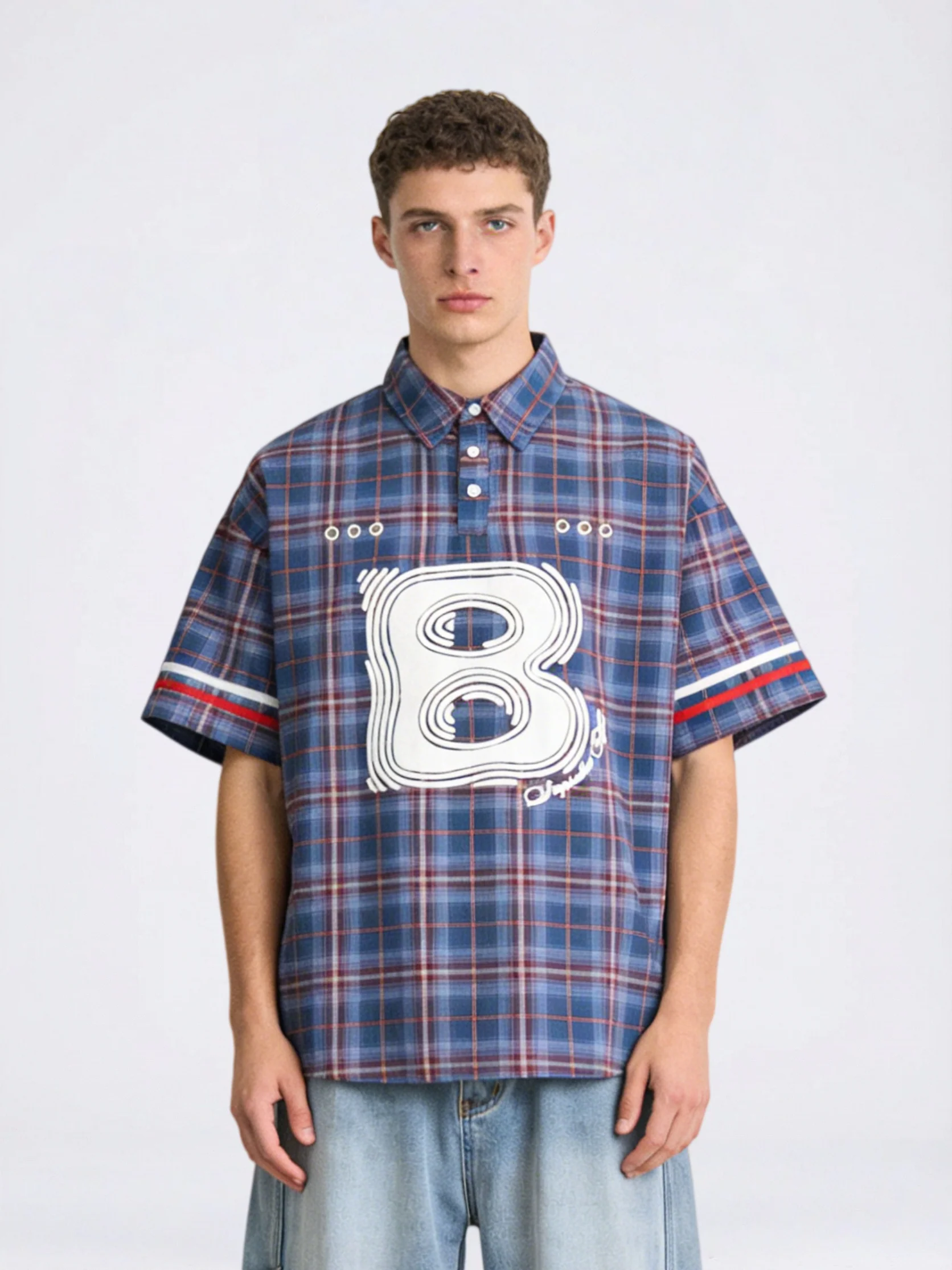 Retro Plaid Printed Polo Shirts