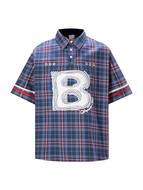 Retro Plaid Printed Polo Shirts - Image 2